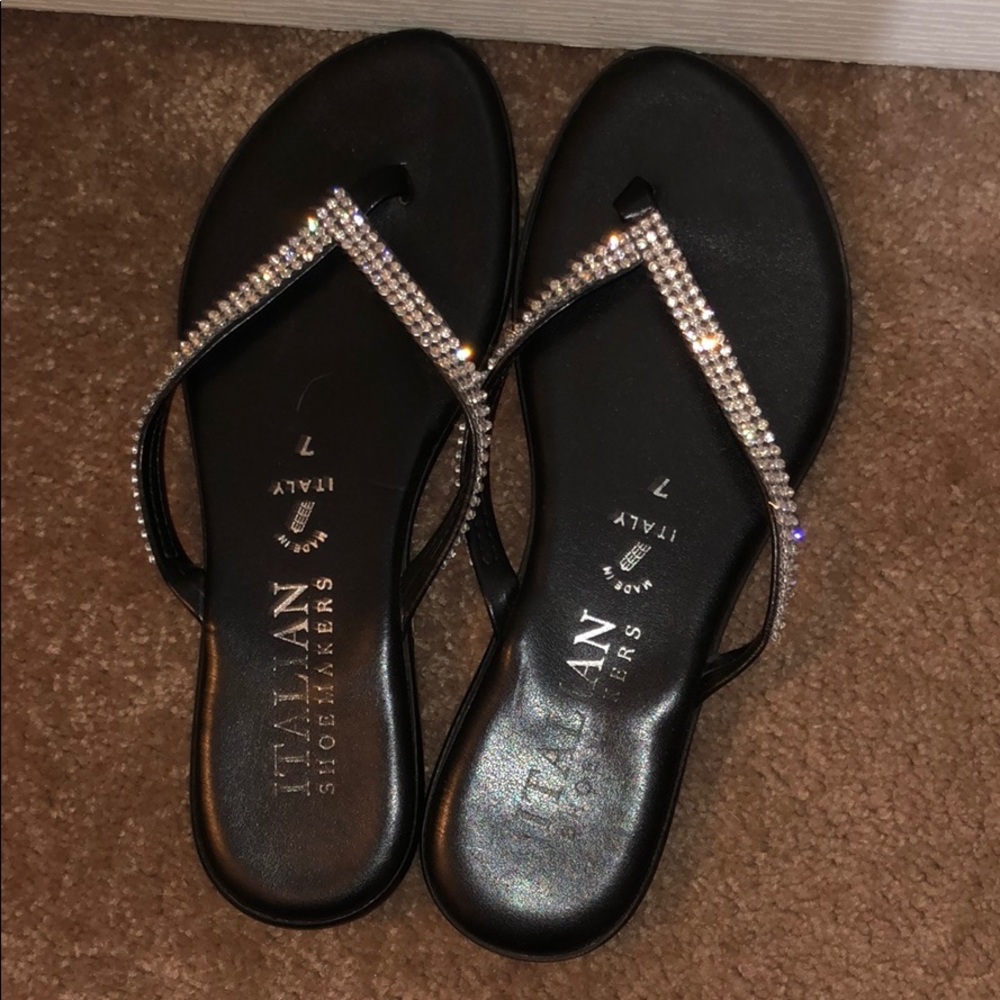 Black Italian shoe makers flip flops